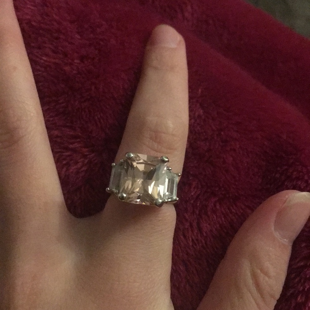 Ring with faux pink gem